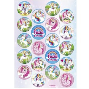 Dekorácia na cupcakes fondánový list Unicorn 34 mm, 20 ks
